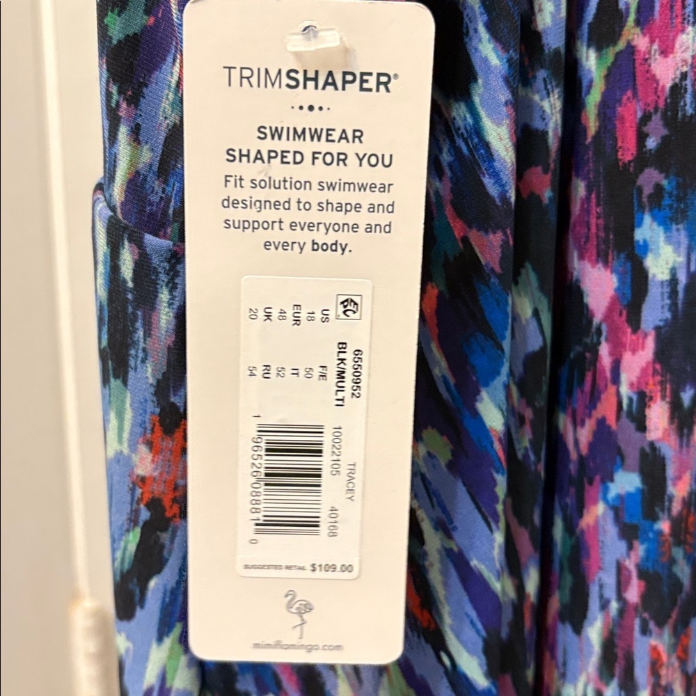 Plus Size Trimshaper Tracey Black Multi Swimdress Size 18 - Picture 10 of 14